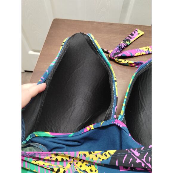 Into the Bleu Women's Size XXL Tropical Multicolor 2 Piece Tankini Swimsuit Set - Picture 3 of 5